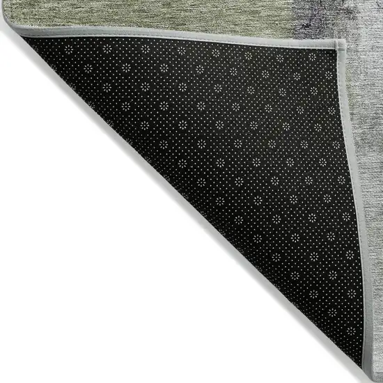 8' Sage Black And Gray Round Abstract Washable Indoor Outdoor Area Rug Photo 3