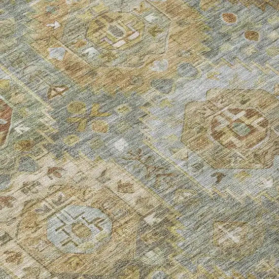 8' Sage Brown And Taupe Round Medallion Washable Indoor Outdoor Area Rug Photo 8