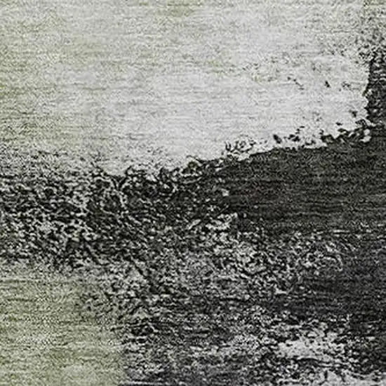 8' Sage Charcoal And Ivory Abstract Washable Round Rug With UV Protection Photo 2