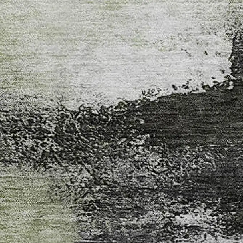 8' Sage Charcoal And Ivory Abstract Washable Round Rug With UV Protection Photo 2