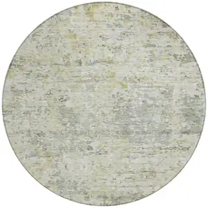 Photo of 8' Sage Charcoal And Ivory Round Abstract Washable Indoor Outdoor Area Rug