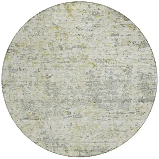 8' Sage Charcoal And Ivory Round Abstract Washable Indoor Outdoor Area Rug Photo 5