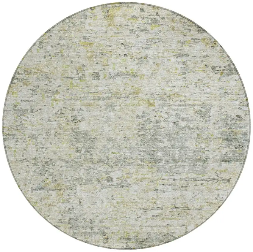 8' Sage Charcoal And Ivory Round Abstract Washable Indoor Outdoor Area Rug Photo 5