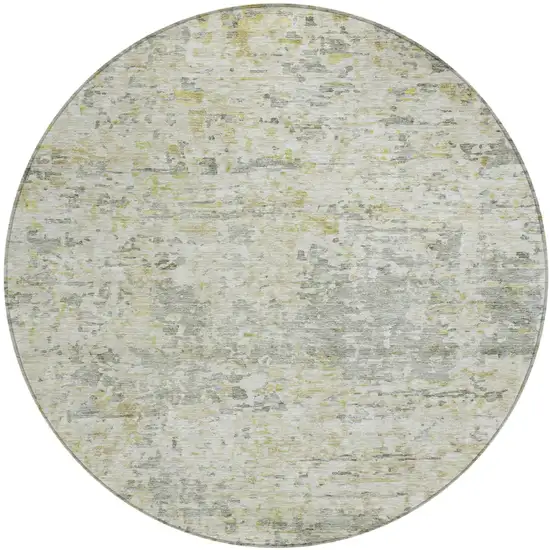 8' Sage Charcoal And Ivory Round Abstract Washable Indoor Outdoor Area Rug Photo 2