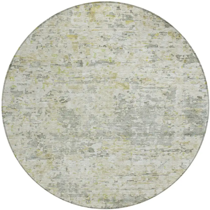 8' Sage Charcoal And Ivory Round Abstract Washable Indoor Outdoor Area Rug Photo 2