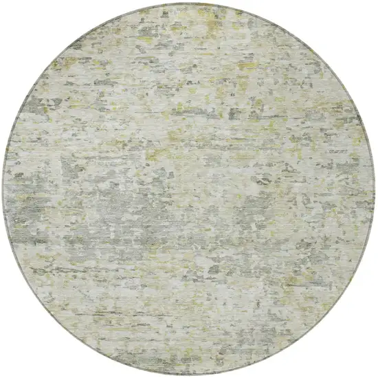 8' Sage Charcoal And Ivory Round Abstract Washable Indoor Outdoor Area Rug Photo 6