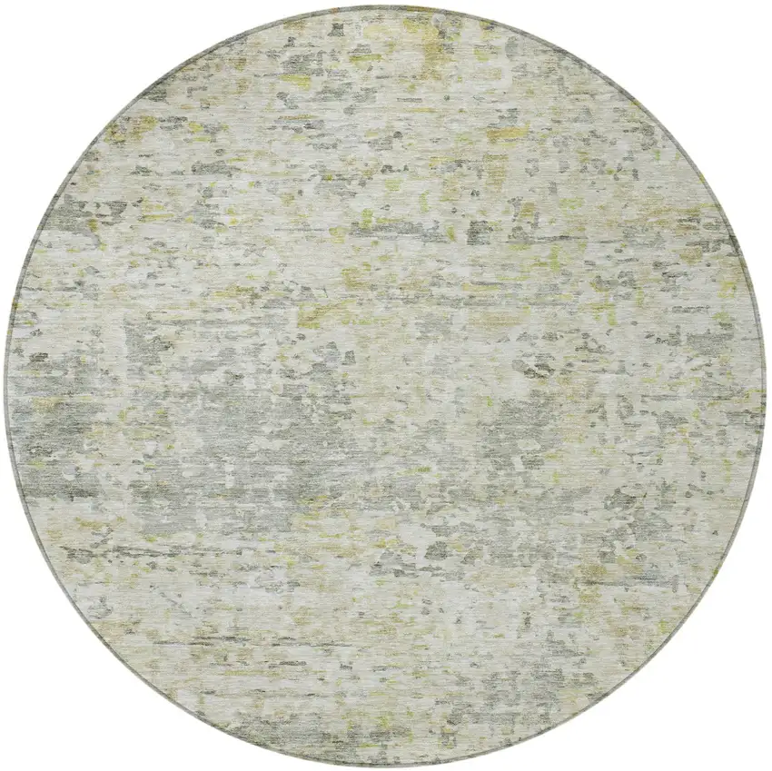 8' Sage Charcoal And Ivory Round Abstract Washable Indoor Outdoor Area Rug Photo 6