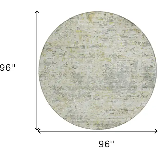 8' Sage Charcoal And Ivory Round Abstract Washable Indoor Outdoor Area Rug Photo 9