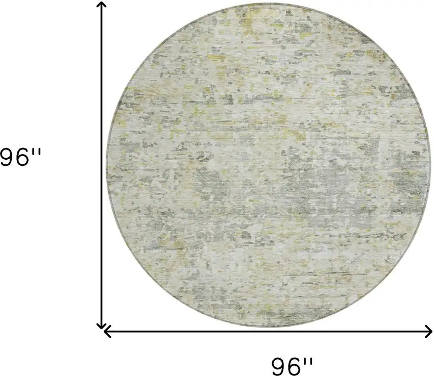 8' Sage Charcoal And Ivory Round Abstract Washable Indoor Outdoor Area Rug Photo 9
