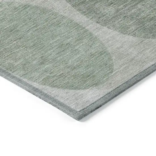 8' Sage Charcoal And Ivory Round Geometric Washable Indoor Outdoor Area Rug Photo 8