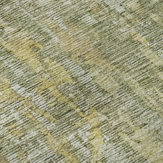 8' Sage Gold And Beige Abstract Washable Area Rug With UV Protection Photo 7