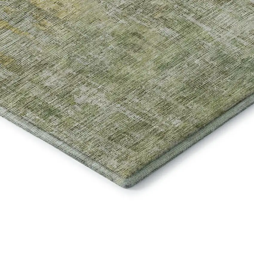 8' Sage Gold And Beige Abstract Washable Area Rug With UV Protection Photo 5