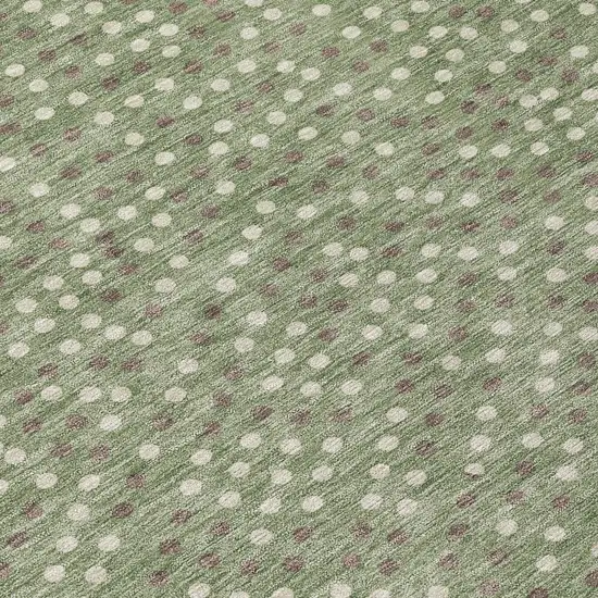 8' Sage Gray And Ivory Round Polka Dot Washable Indoor Outdoor Area Rug Photo 8