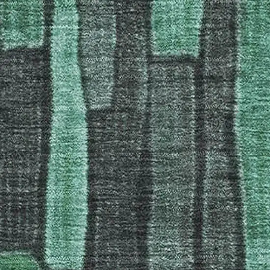 8' Sage Gray And Teal Striped Washable Area Rug With UV Protection Photo 2