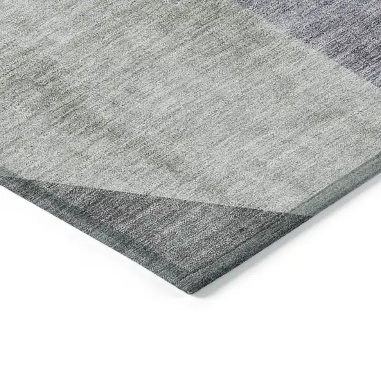 8' Sage Green And Charcoal Round Abstract Washable Indoor Outdoor Area Rug Photo 3