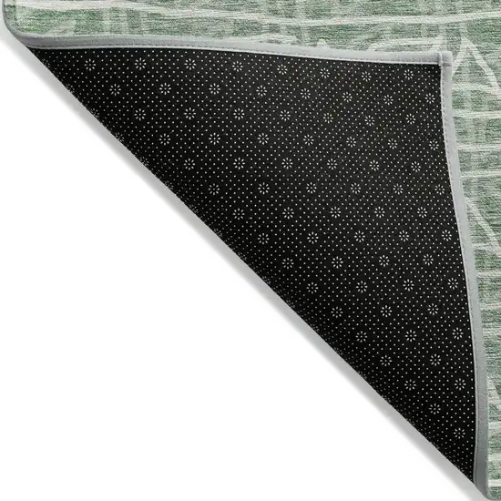 8' Sage Green And Ivory Round Geometric Washable Indoor Outdoor Area Rug Photo 2