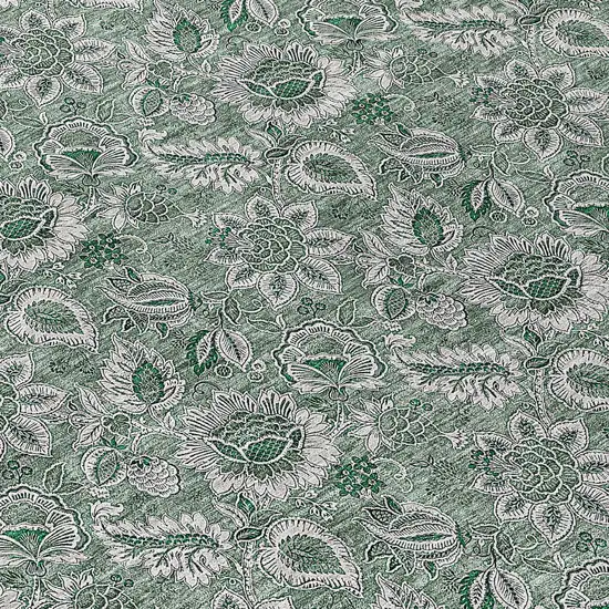 8' Sage Green And Silver Round Floral Washable Indoor Outdoor Area Rug Photo 8