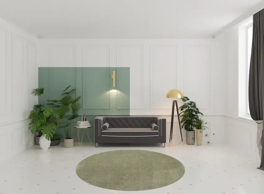 8' Sage Green Round Indoor Shag Rug Photo 2