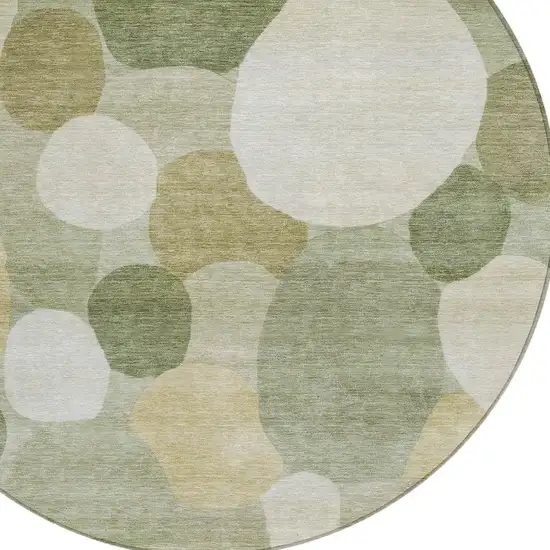 8' Sage Ivory And Beige Round Geometric Washable Indoor Outdoor Area Rug Photo 2
