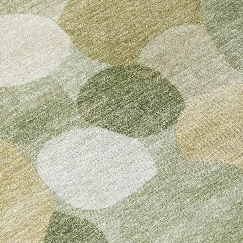 8' Sage Ivory And Beige Round Geometric Washable Indoor Outdoor Area Rug Photo 9