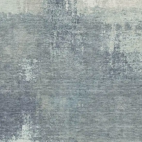 8' Sage Ivory And Blue Abstract Washable Area Rug With UV Protection Photo 2