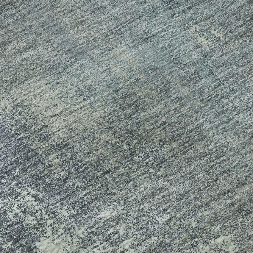 8' Sage Ivory And Blue Abstract Washable Area Rug With UV Protection Photo 9