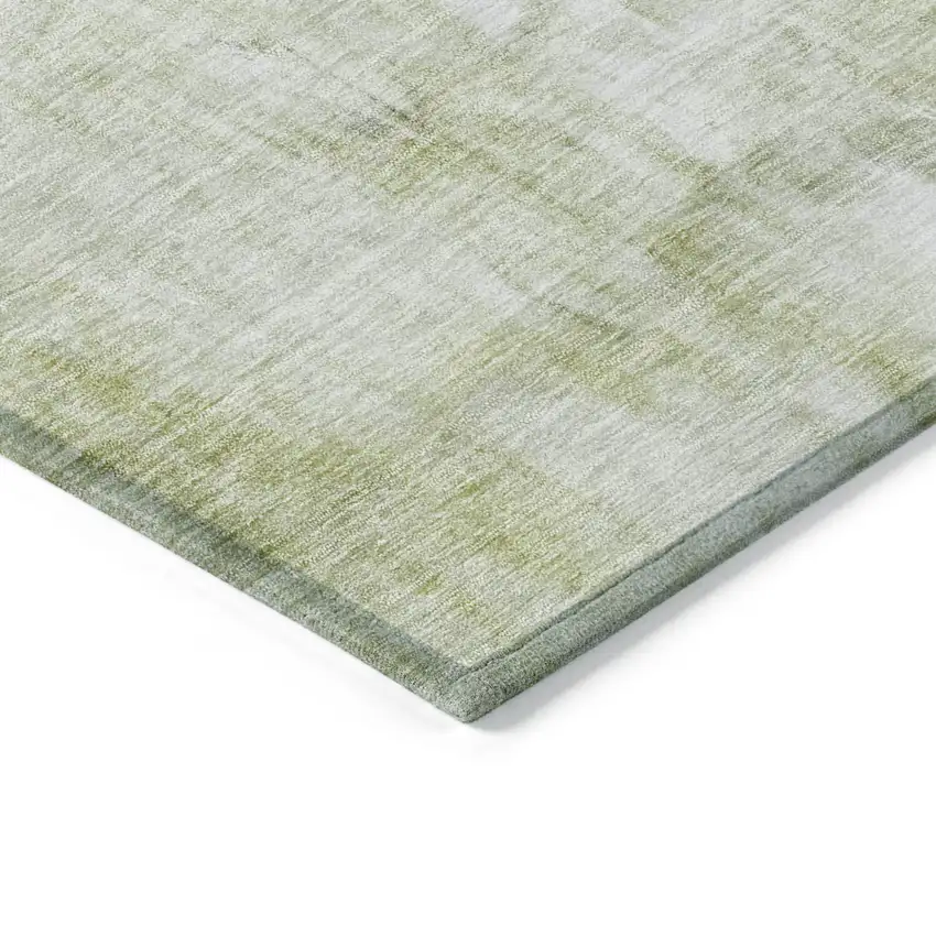 8' Sage Ivory And Brown Round Abstract Washable Indoor Outdoor Area Rug Photo 4