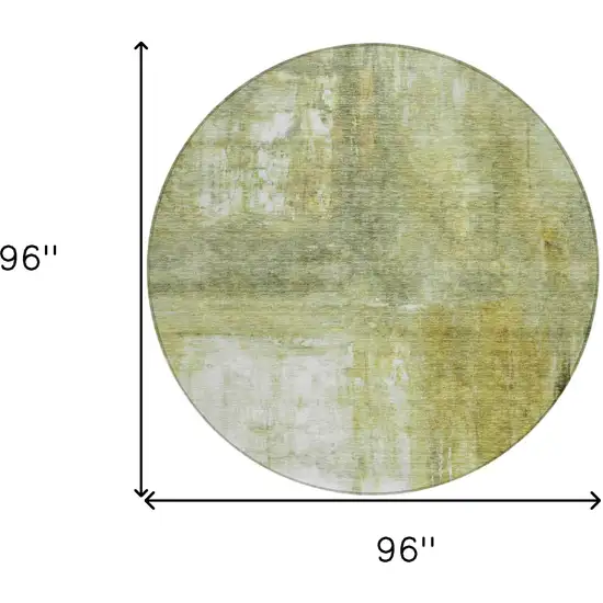8' Sage Ivory And Brown Round Abstract Washable Indoor Outdoor Area Rug Photo 9