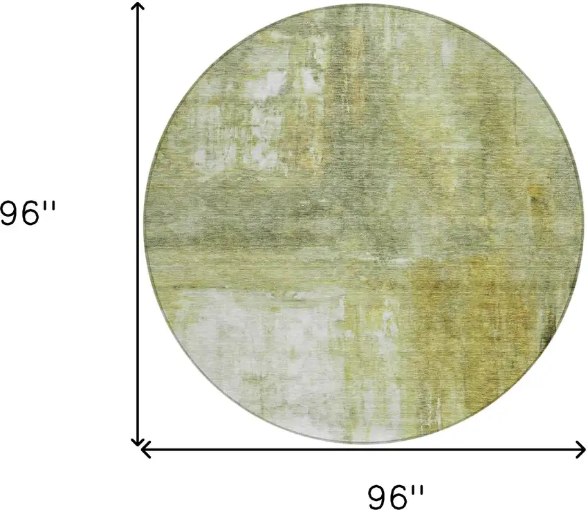 8' Sage Ivory And Brown Round Abstract Washable Indoor Outdoor Area Rug Photo 9