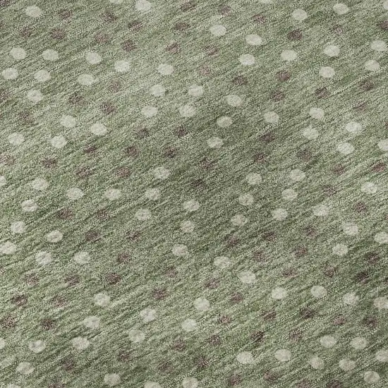 8' Sage Ivory And Taupe Polka Dot Washable Round Rug With UV Protection Photo 8