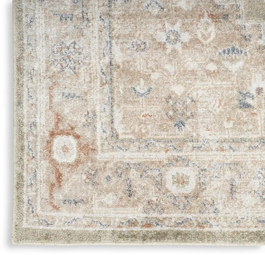 10' Sage Oriental Power Loom Distressed Washable Runner Rug Photo 9