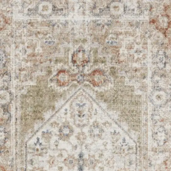 10' Sage Oriental Power Loom Distressed Washable Runner Rug Photo 4