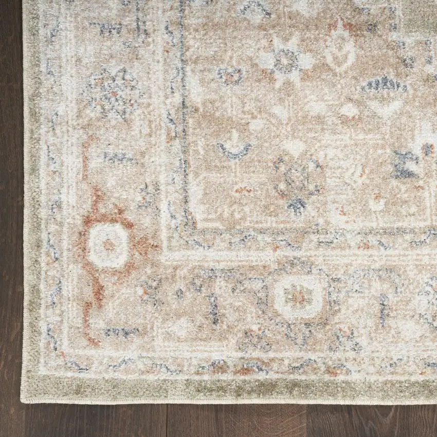 10' Sage Oriental Power Loom Distressed Washable Runner Rug Photo 3