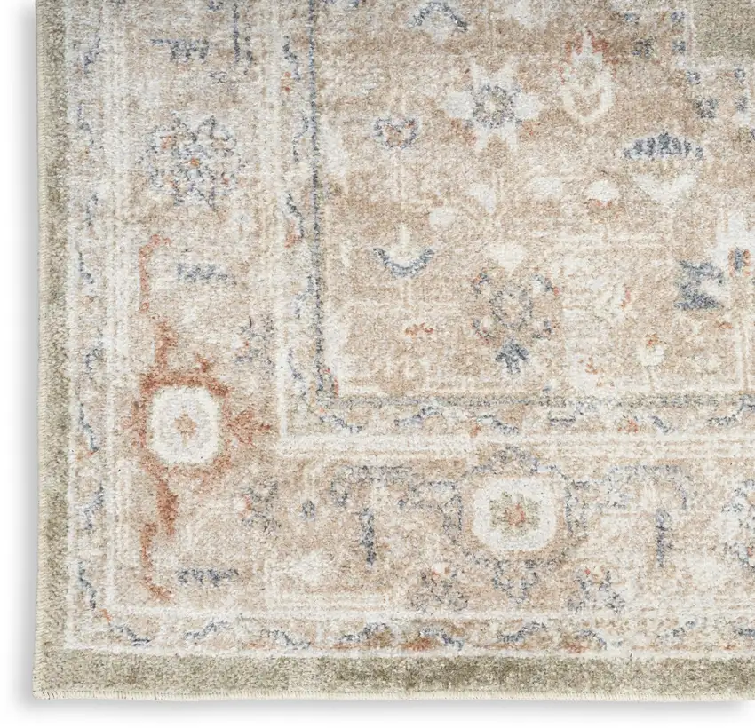10' Sage Oriental Power Loom Distressed Washable Runner Rug Photo 1