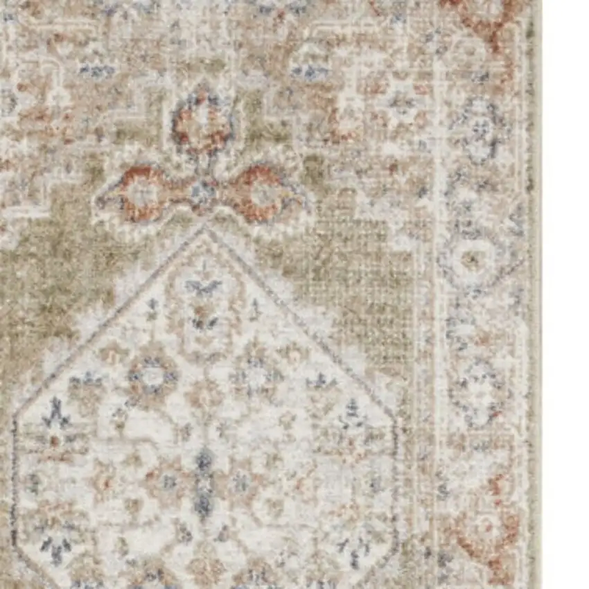 12' Sage Oriental Power Loom Distressed Washable Runner Rug Photo 4