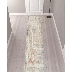 Photo of 12' Sage Oriental Power Loom Distressed Washable Runner Rug