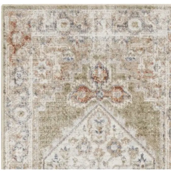 12' Sage Oriental Power Loom Distressed Washable Runner Rug Photo 2