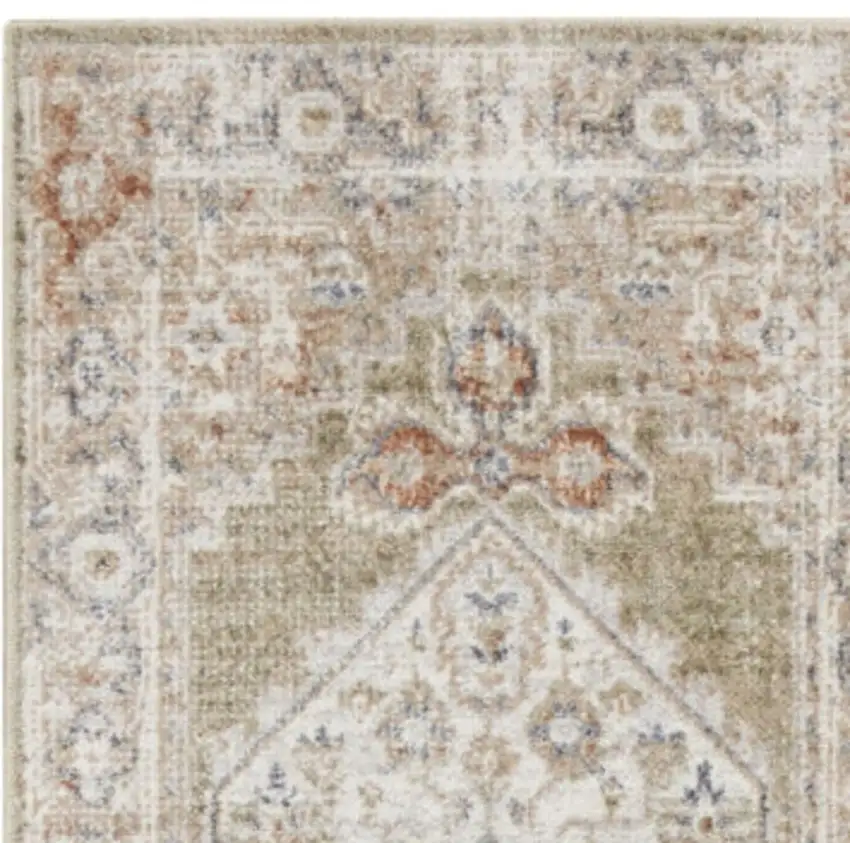 8' Sage Oriental Power Loom Distressed Washable Runner Rug Photo 2