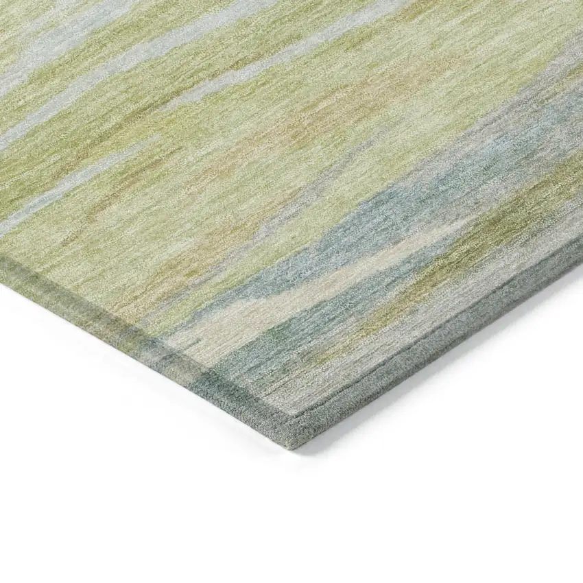 8' Sage Pale Aqua And Fern Green Round Abstract Washable Indoor Outdoor Area Rug Photo 8