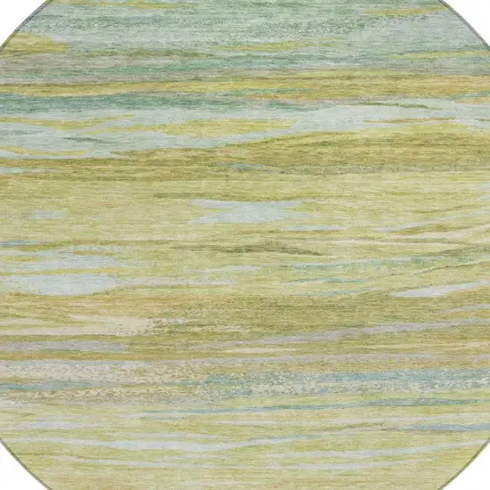 8' Sage Pale Aqua And Fern Green Round Abstract Washable Indoor Outdoor Area Rug Photo 4