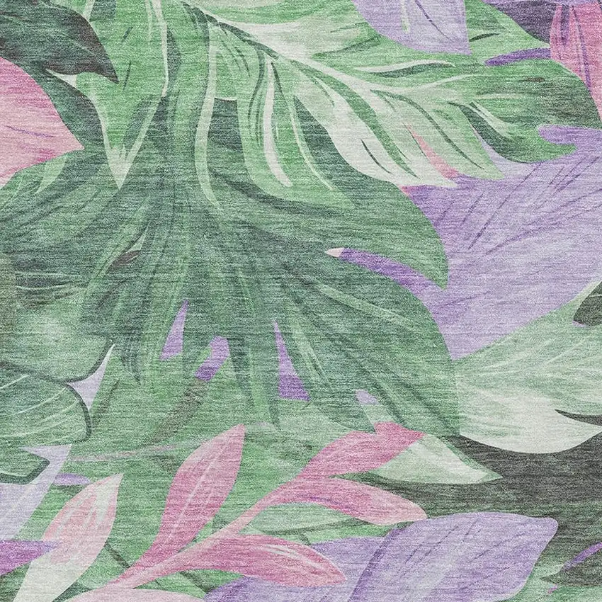 8' Sage Purple And Blush Floral Washable Area Rug With UV Protection Photo 2