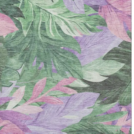 8' Sage Purple And Blush Floral Washable Area Rug With UV Protection Photo 3
