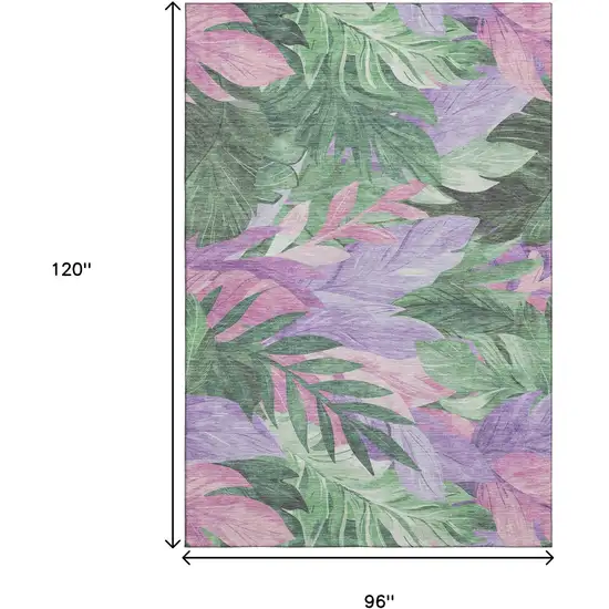 8' Sage Purple And Blush Floral Washable Area Rug With UV Protection Photo 6