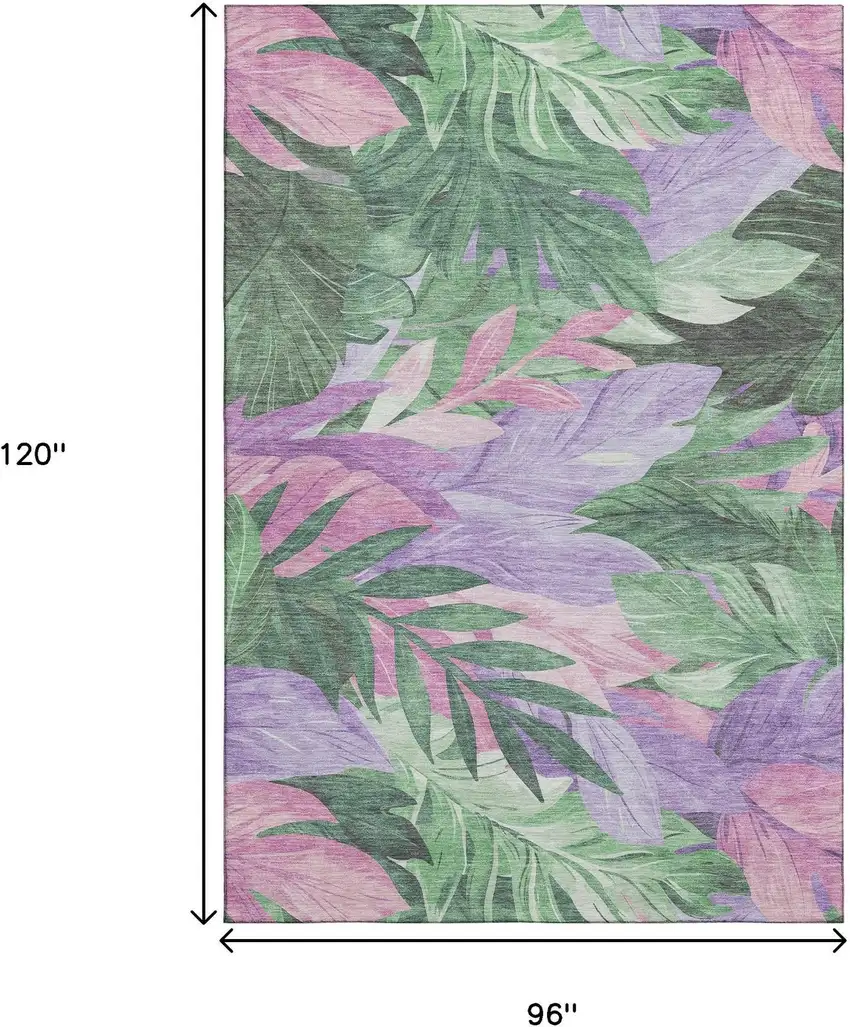 8' Sage Purple And Blush Floral Washable Area Rug With UV Protection Photo 6