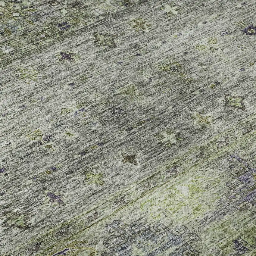 8' Sage Silver And Purple Tribal Washable Round Rug With UV Protection Photo 8