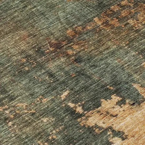 8' Sage Tan And Copper Round Abstract Washable Indoor Outdoor Area Rug Photo 8
