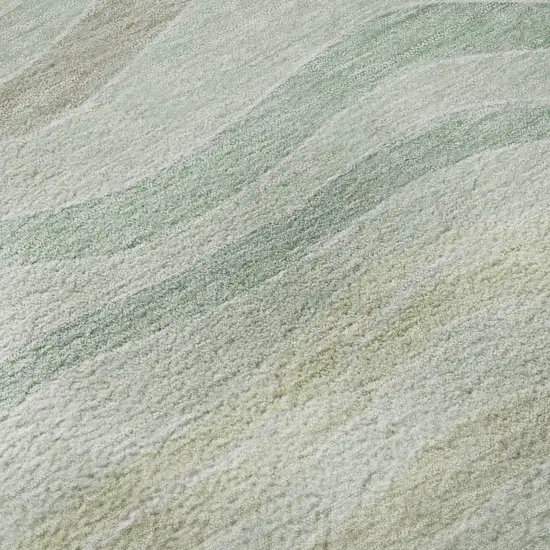 8' Sage Taupe And Ivory Striped Washable Area Rug With UV Protection Photo 9