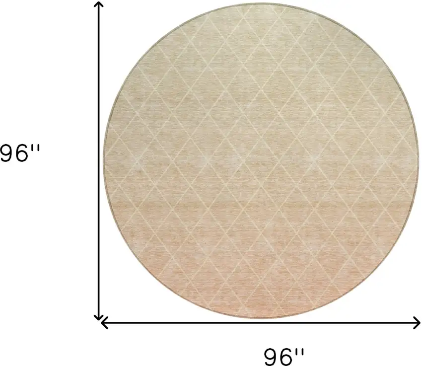 8' Salmon And Beige Round Geometric Washable Indoor Outdoor Area Rug Photo 3