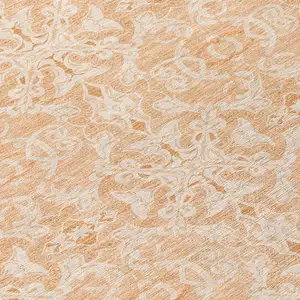 Photo of 8' Salmon And Beige Round Medallion Washable Indoor Outdoor Area Rug