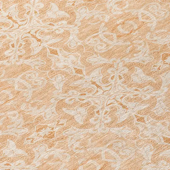 8' Salmon And Beige Round Medallion Washable Indoor Outdoor Area Rug Photo 8